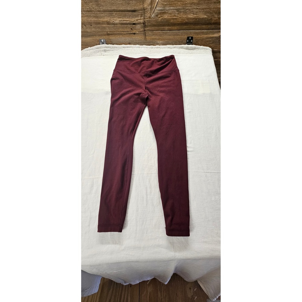 Yogalicious Lux Womens High Waisted Leggings Burgundy Size M Hidden Pocket